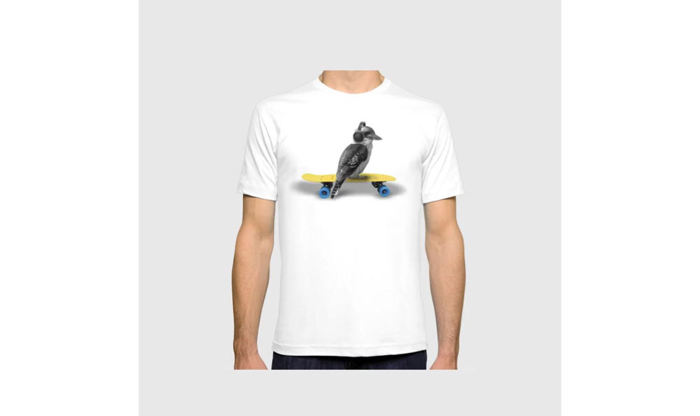 Kookaburra, Cool Bird t-shirt, headphones t-shirt, graphic t-shirt, kookaburra australia