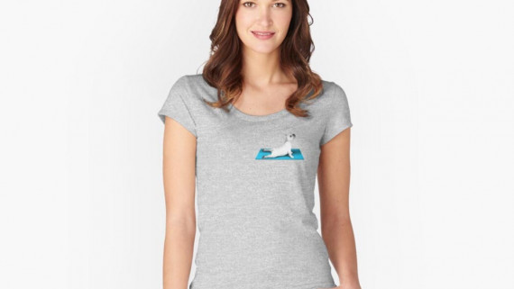 Yoga, Yoga Dog, Yoga Mat, Upward Facing Dog, Up Dog, Cool T-Shirt, Fitted Scoop T-Shirt, Yoga Wear, Yoga Outfit