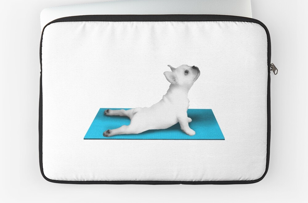 Yoga Dog, Yoga, Blue Mat, Cute Dog, French Bulldog, Laptop Sleeve, Revolution Australia, Cute Print, Minimalist, Fur Baby