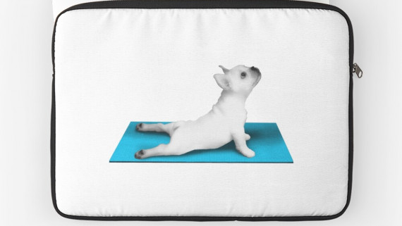 Yoga Dog, Yoga, Blue Mat, Cute Dog, French Bulldog, Laptop Sleeve, Revolution Australia, Cute Print, Minimalist, Fur Baby